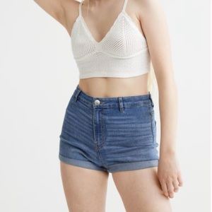 H&M Shorts High Waist. Color denim blue. Size 6. Only worn once.